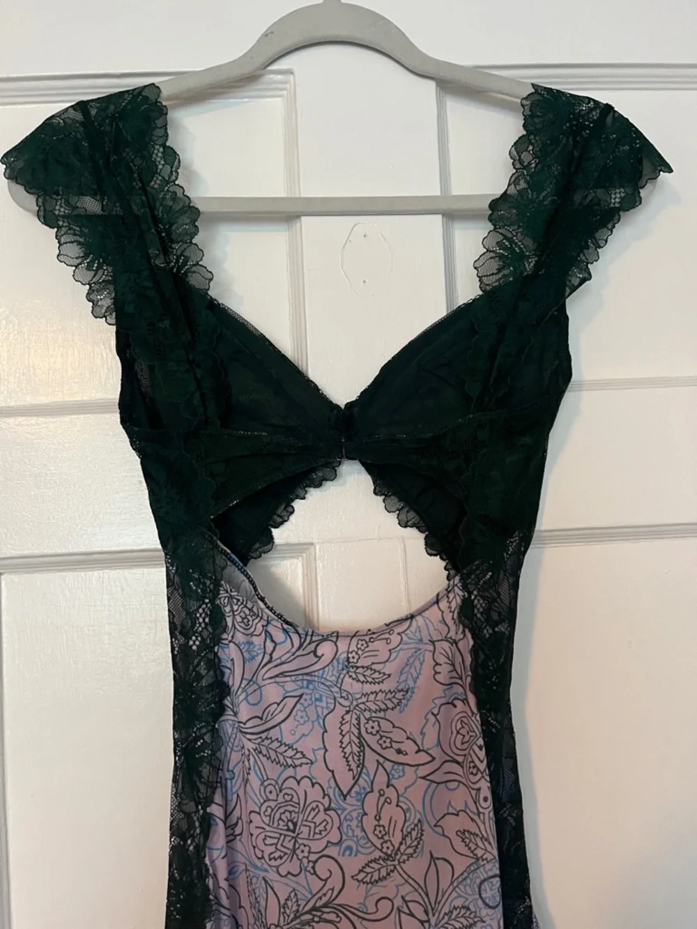 FREE PEOPLE SUDDENLY FINE FLORAL LACE SLIP MAXI DRESS SIDE SLIT NWT SZ XS - Picture 8 of 9